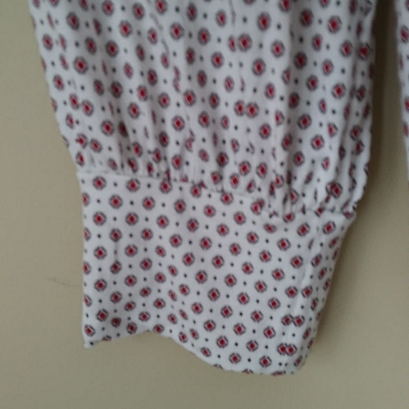 Loft Outlet Pleated Rayon Blouse XL Red White - Picture 6 of 11